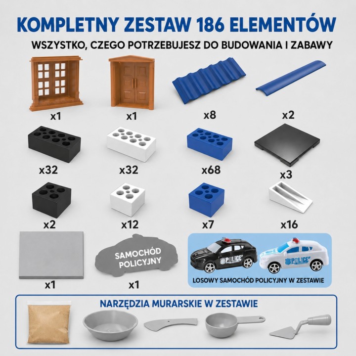 WOOPIE Police Station Brick Construction Set 186 pcs.