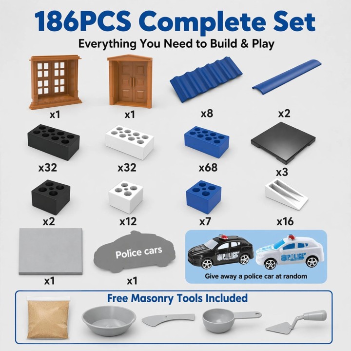WOOPIE Police Station Brick Construction Set 186 pcs.