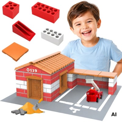 Fire Station Construction Set 178 pieces WOOPIE Bricks
