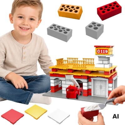 Fire Station Construction Set 140 pieces WOOPIE