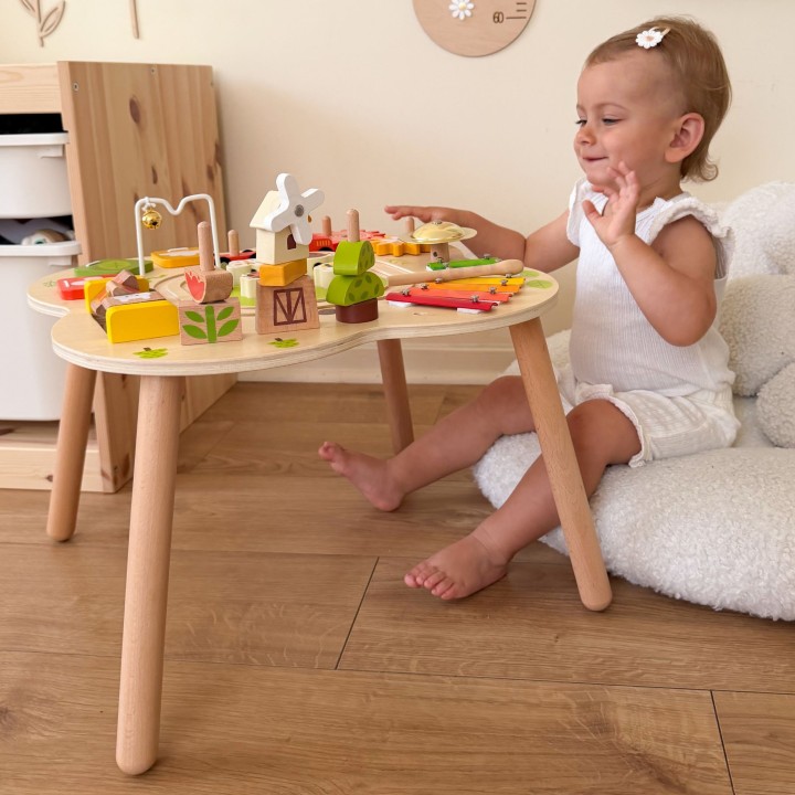 Drewniany stolik edukacyjny PolarB Viga - kreatywna zabawka Montessori