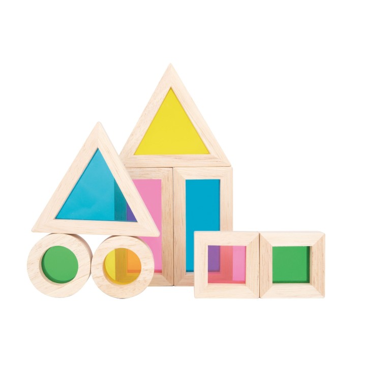 Tooky Toy Wooden Mirror Blocks - Colorful Education and Sensory Development