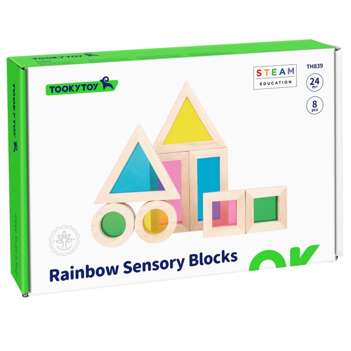 Tooky Toy Wooden Mirror Blocks - Colorful Education and Sensory Development