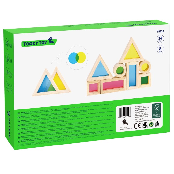 Tooky Toy Wooden Mirror Blocks - Colorful Education and Sensory Development