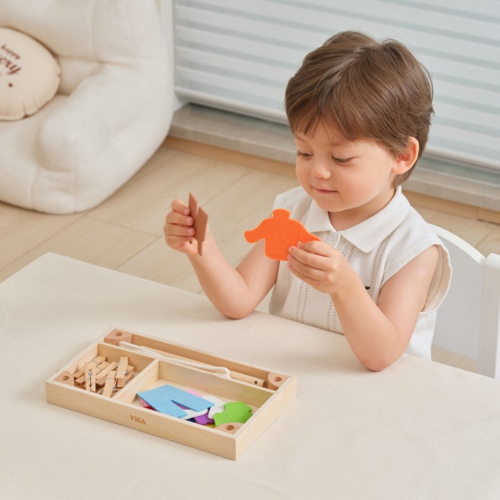 Drewniany Zestaw do Prania Suszarka Ubranka Montessori VIGA
