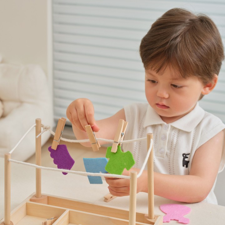 Wooden Laundry Set Dryer Montessori Clothes VIGA