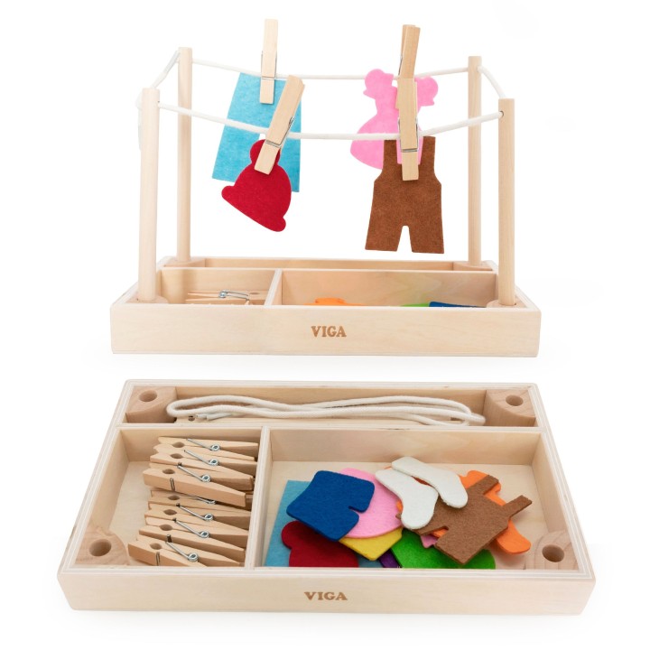 Wooden Laundry Set Dryer Montessori Clothes VIGA
