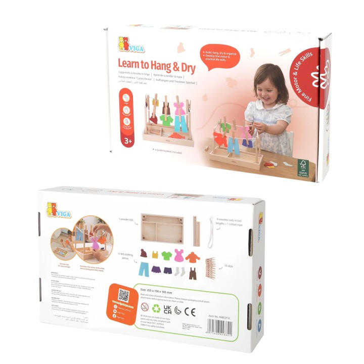 Drewniany Zestaw do Prania Suszarka Ubranka Montessori VIGA