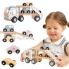 VIGA PolarB Wooden Car Transporter 3 Cars Driver 18m+
