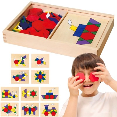 VIGA Mozaika Geometryczna Klocki Układanka Montessori 148 el.