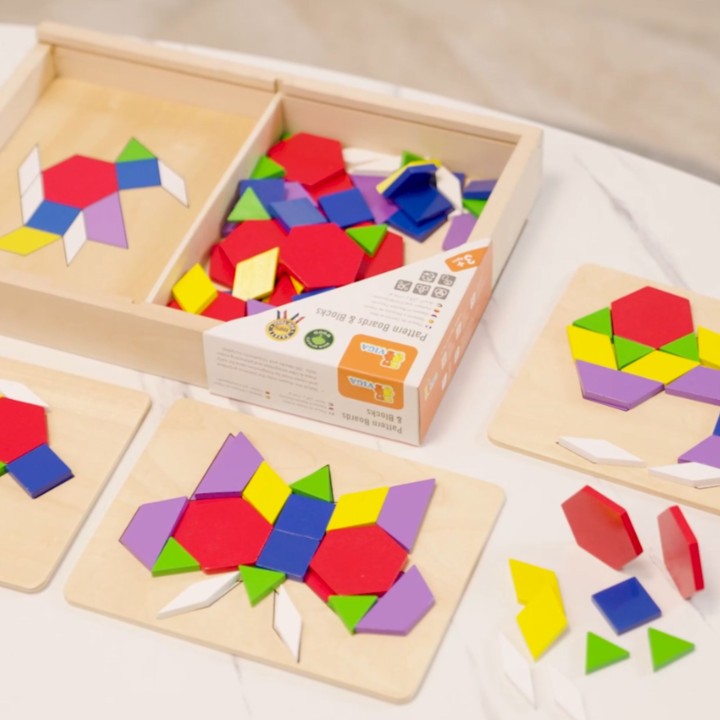 VIGA Geometric Mosaic Blocks Montessori Puzzle 148 pcs.