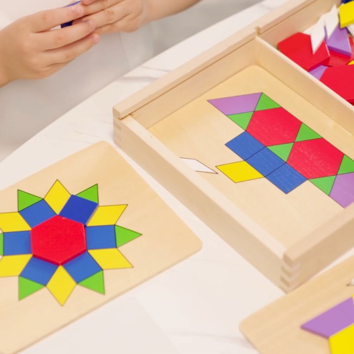 VIGA Geometric Mosaic Blocks Montessori Puzzle 148 pcs.