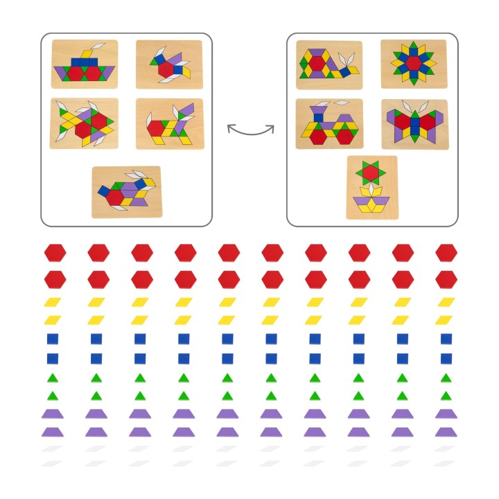 VIGA Mozaika Geometryczna Klocki Układanka Montessori 148 el.