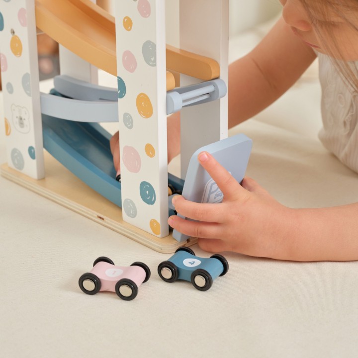 Wooden Car Track Parking 4 Cars VIGA PolarB 18m+