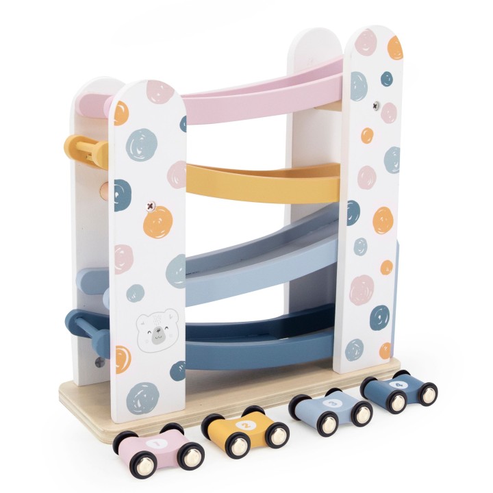 Wooden Car Track Parking 4 Cars VIGA PolarB 18m+