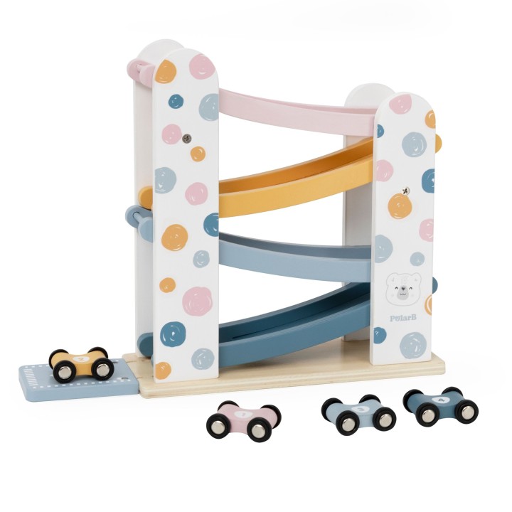 Wooden Car Track Parking 4 Cars VIGA PolarB 18m+