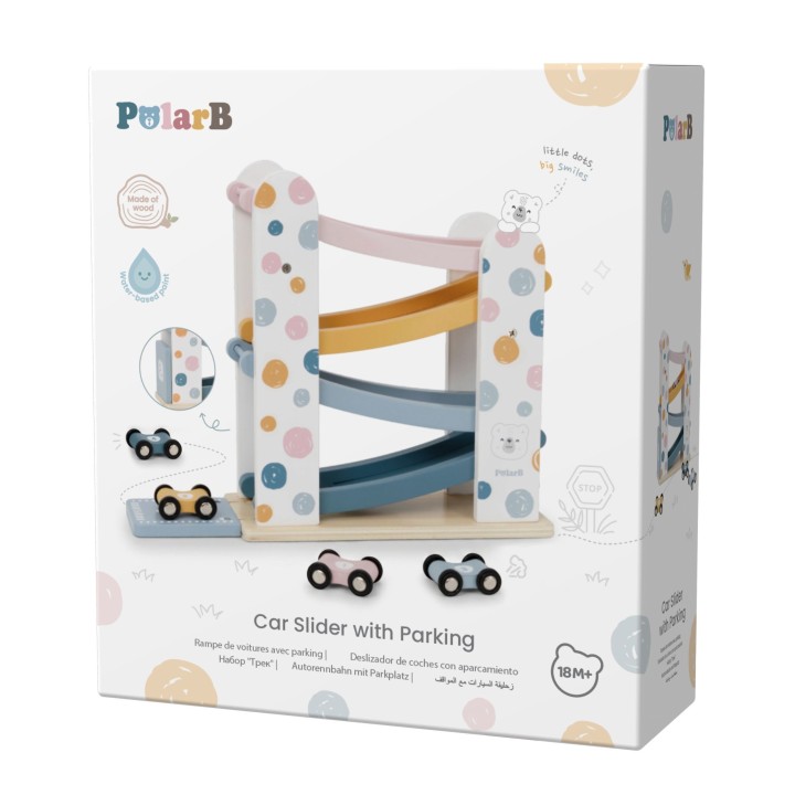 Wooden Car Track Parking 4 Cars VIGA PolarB 18m+