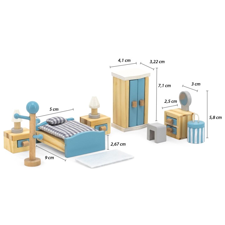 VIGA PolarB Dollhouse Bedroom Furniture Set