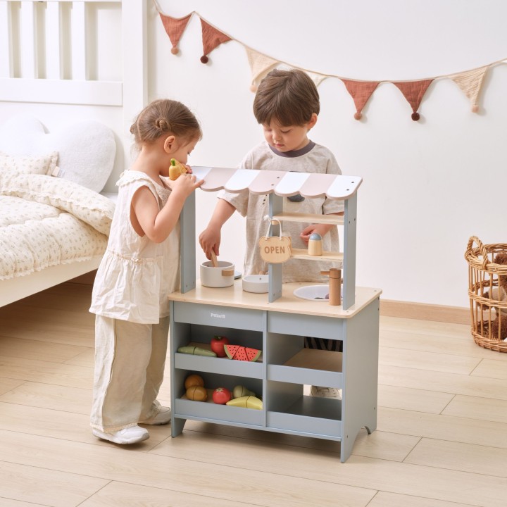 VIGA PolarB 2-in-1 Wooden Kitchen and Shop for Children