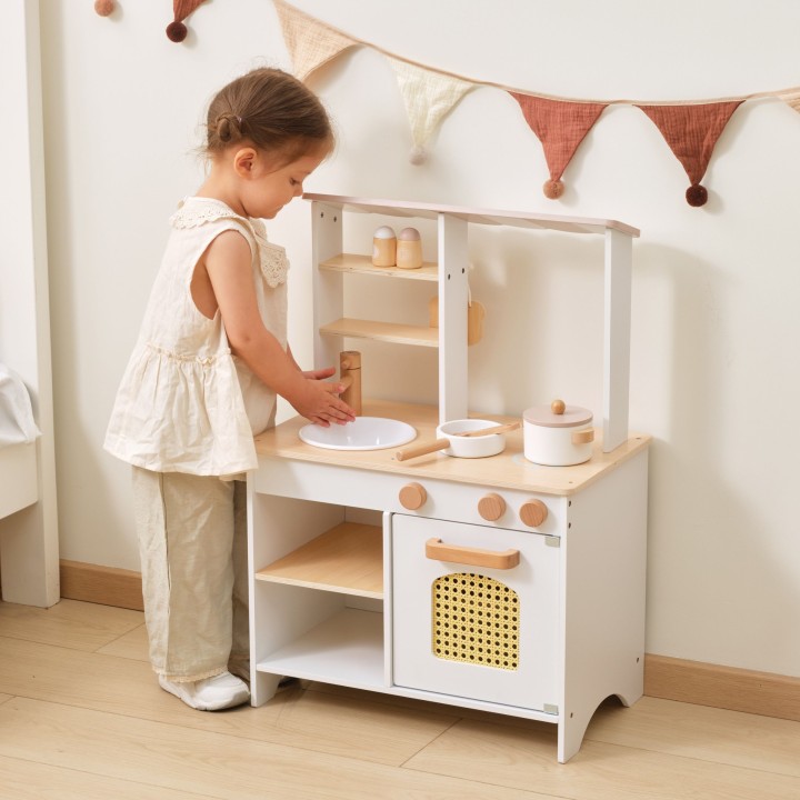 Wooden Kitchen and Shop 2 in 1 White VIGA PolarB