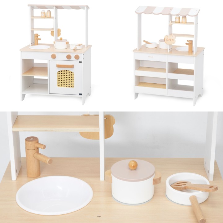 Wooden Kitchen and Shop 2 in 1 White VIGA PolarB