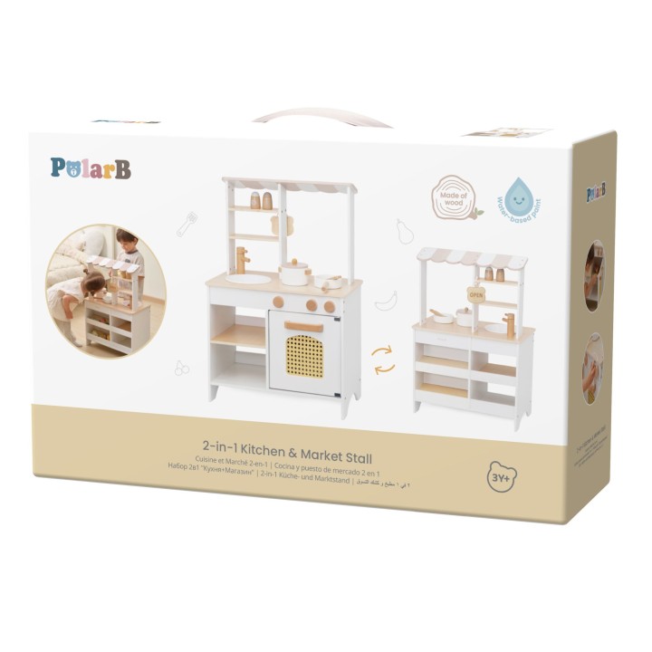 Wooden Kitchen and Shop 2 in 1 White VIGA PolarB