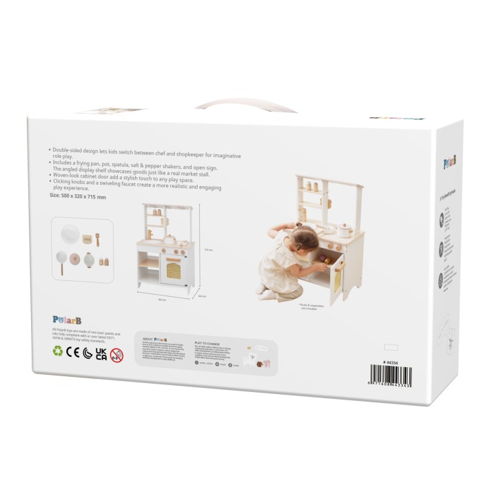 Wooden Kitchen and Shop 2 in 1 White VIGA PolarB
