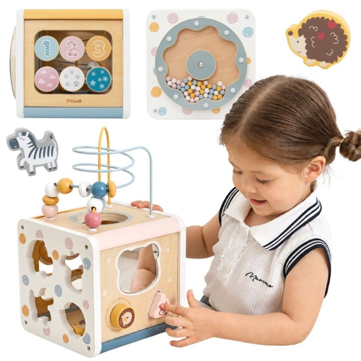 Wooden Activity Cube 7in1 VIGA PolarB 12m+