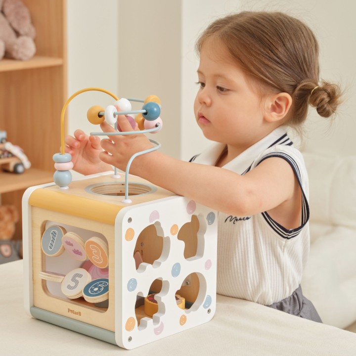 Drewniana Kostka Aktywności 7w1 VIGA PolarB 12m+