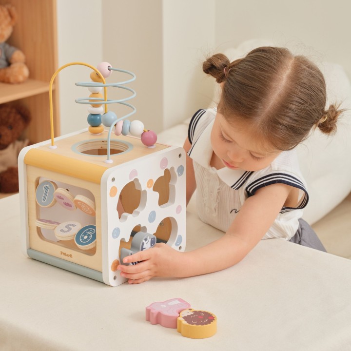 Wooden Activity Cube 7in1 VIGA PolarB 12m+