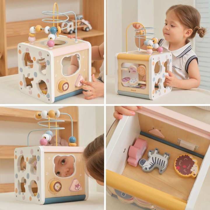 Wooden Activity Cube 7in1 VIGA PolarB 12m+
