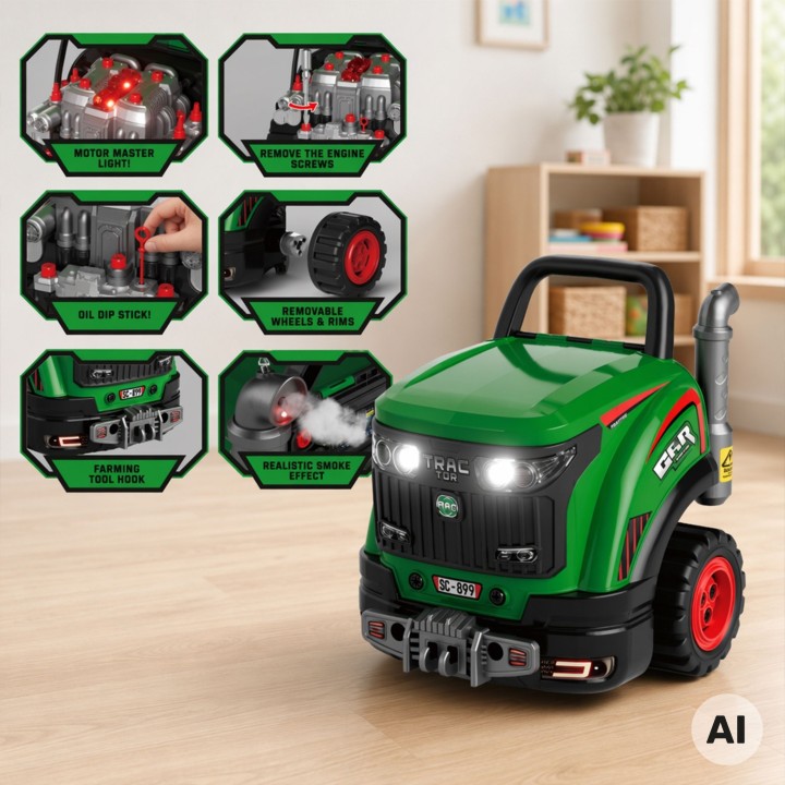 WOOPIE Interaktywny Warsztat Mechaniczny Traktor 60 el - Zabawka
