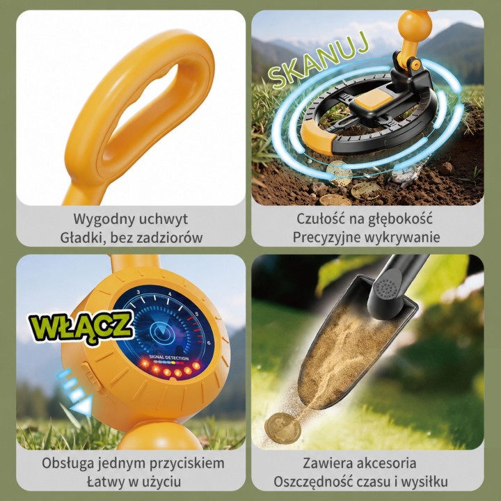 WOOPIE Wykrywacz Metali dla Dzieci z Łopatką – Zestaw Poszukiwacza Skarbów