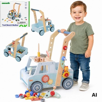 Chodzik Warsztat 2w1 Tooky Toy - Drewniany Pchacz z Narzędziami
