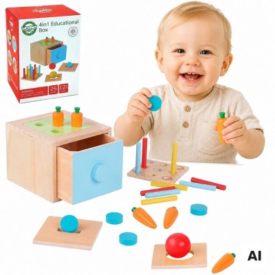 WOOPlE GREEN 4-in-1 Educational Drawer Montessori Sorter FSC