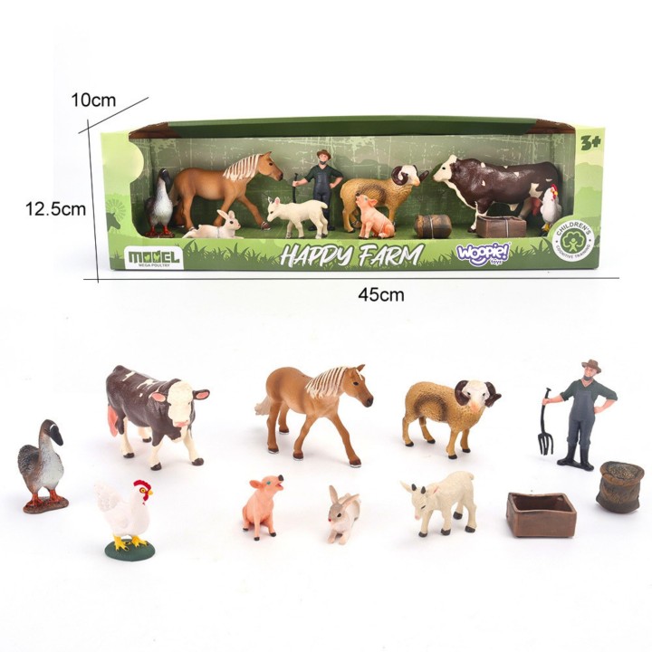 Woopie Farm Figure Set - Farm Animals Farmer Accessories