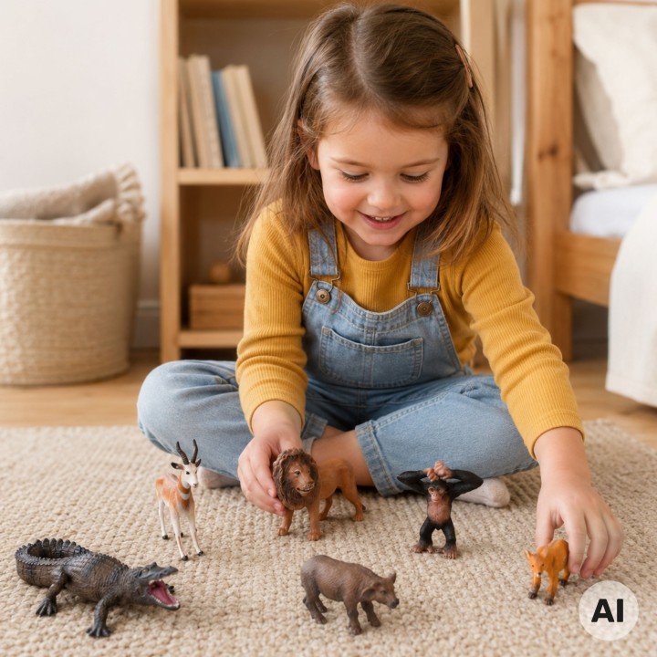 Set of 6 Wild Animal Figures Woopie - Safari for Children 3 years old