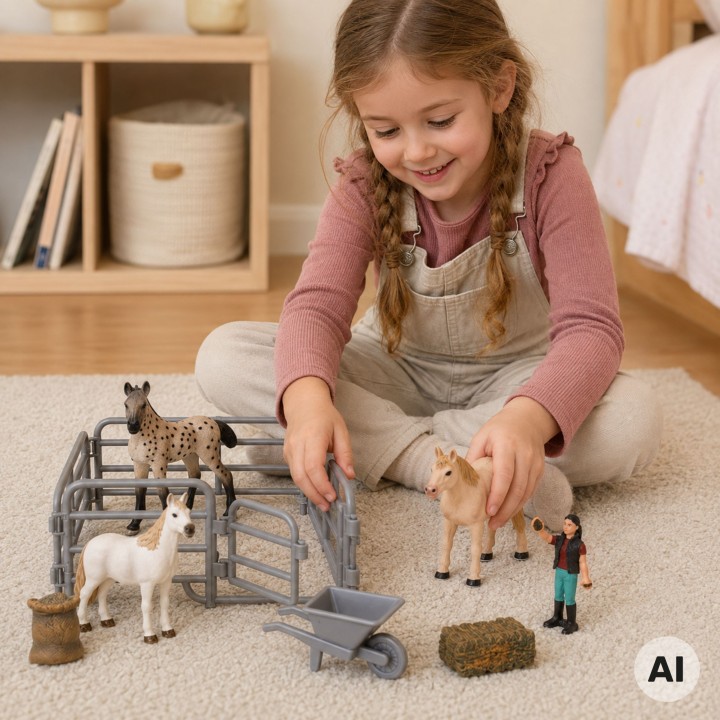 Woopie Farm Figure Set 11 Pieces - Animals, Wheelbarrow and Fence