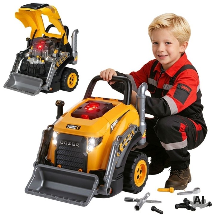 Large Bulldozer Workshop for Assembling Tools Light Sound 3+