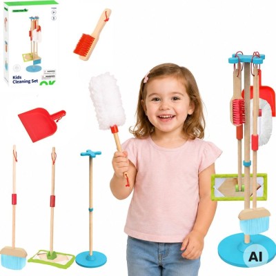 Drewniany Zestaw do Sprzątania TOOKY TOY dla Dzieci 6 el.