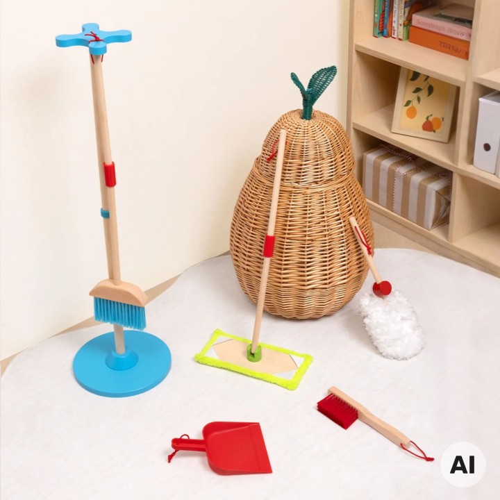 TOOKY TOY Wooden Cleaning Set for Children 6 pcs.