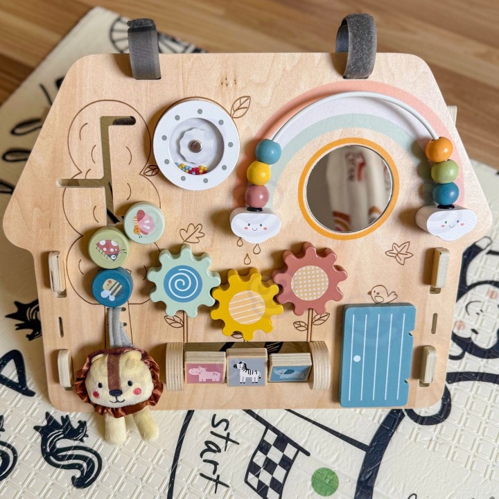 2-in-1 8-piece Classic Villages Manipulation Board - Wooden Educational Toy