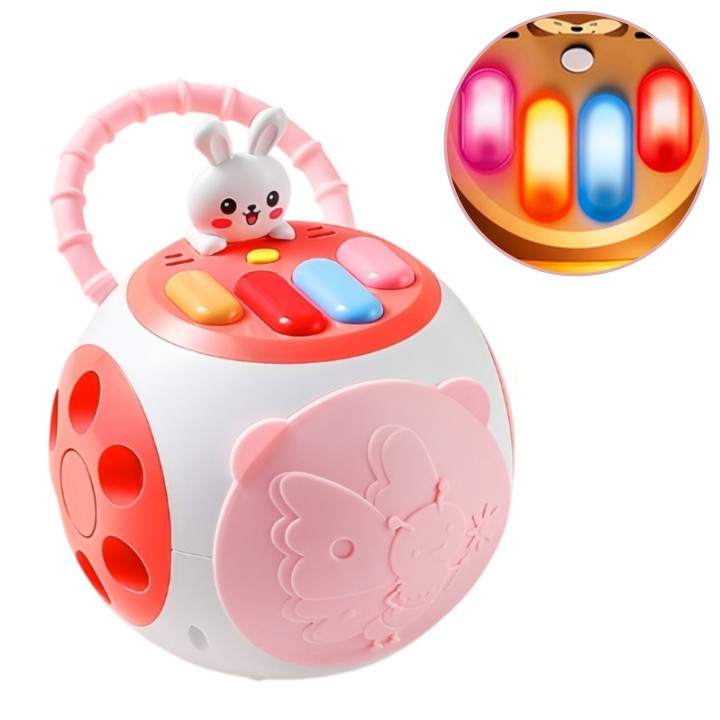 Woopie Interaktywna Kula Edukacyjna Montessori Sorter Pianinko Różowa
