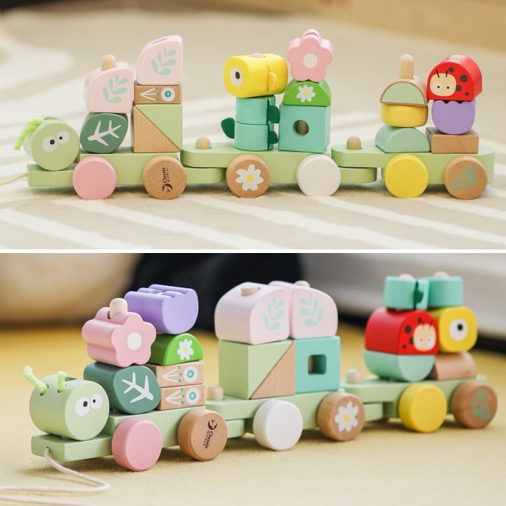 CLASSIC WORLD Montessori Wooden Caterpillar Train Puzzle