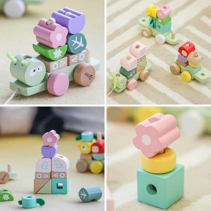 CLASSIC WORLD Montessori Wooden Caterpillar Train Puzzle