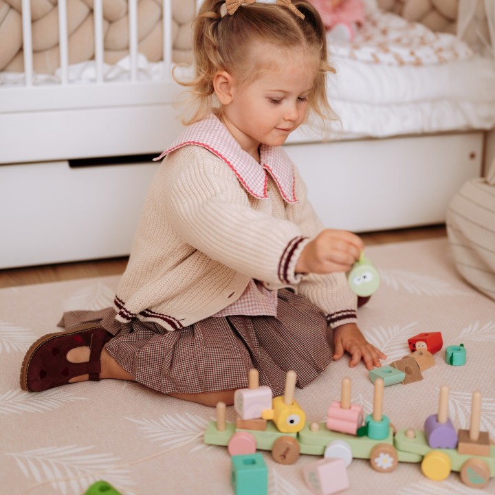 CLASSIC WORLD Montessori Wooden Caterpillar Train Puzzle