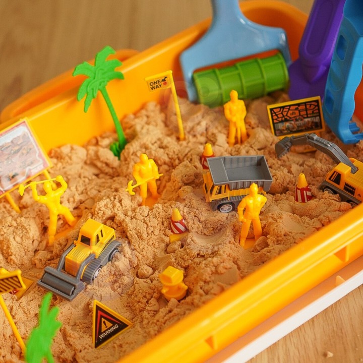 WOOPIE Kinetic Sand 1.5 kg XXL Construction Site Set with Vehicles