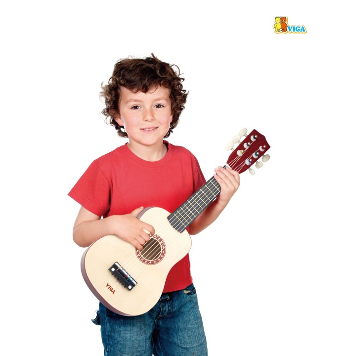 Viga Drewniana gitara dla dzieci 21" 6 strun - Naturalna