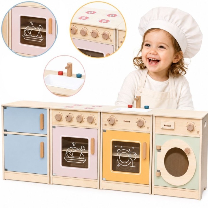 Duży Drewniany Zestaw Kuchenny Viga-Edukacyjna Zabawka 130 cm Długości