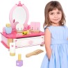 VIGA Wooden Pink Makeup Table with Mirror + Accessories